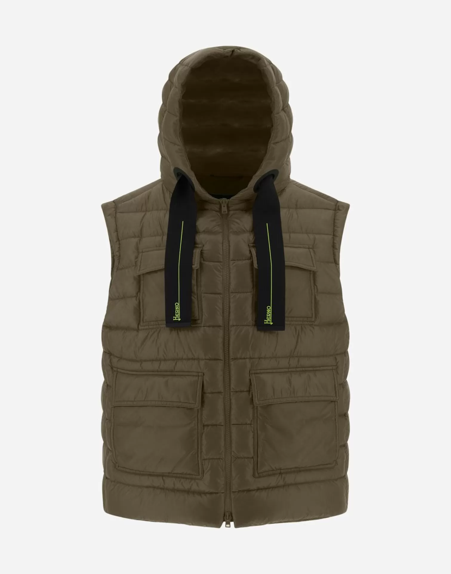 Herno Doudounes Longues>Waistcoat In Nylon Ultralight Military