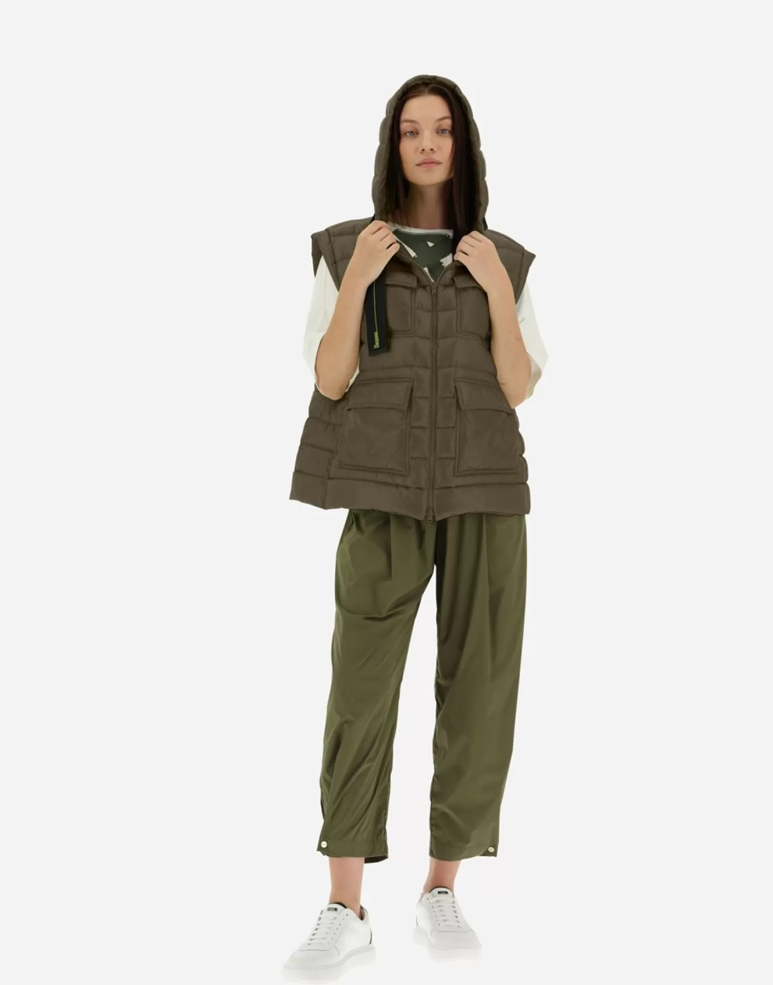 Herno Doudounes Longues>Waistcoat In Nylon Ultralight Military