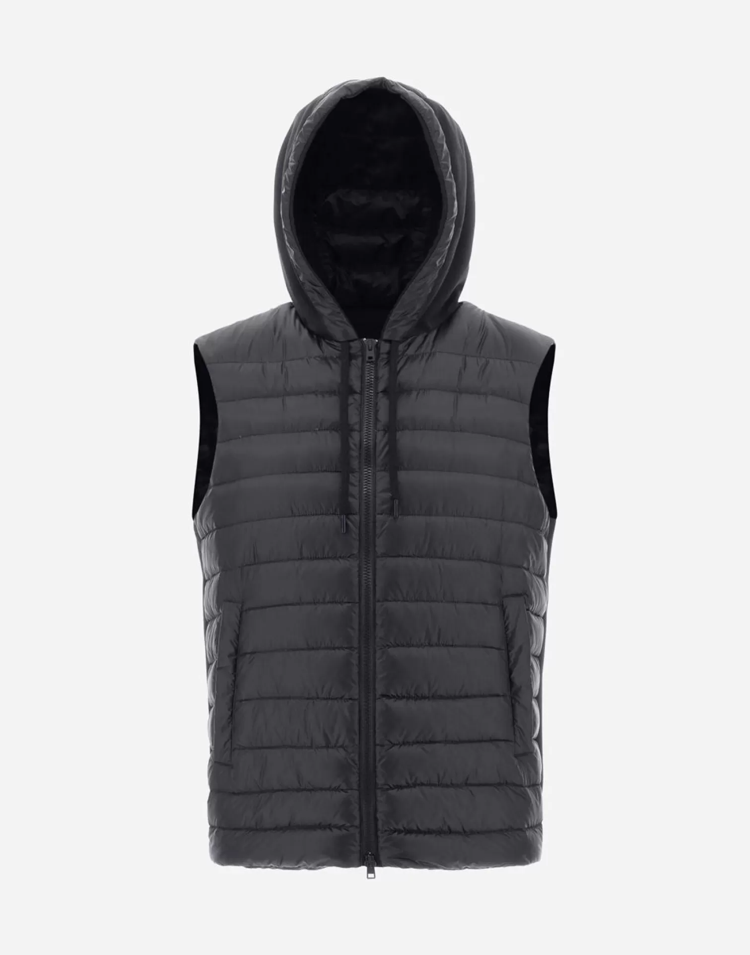 Herno Doudounes Courtes>Waistcoat In Nylon Ultralight & Fleece Black