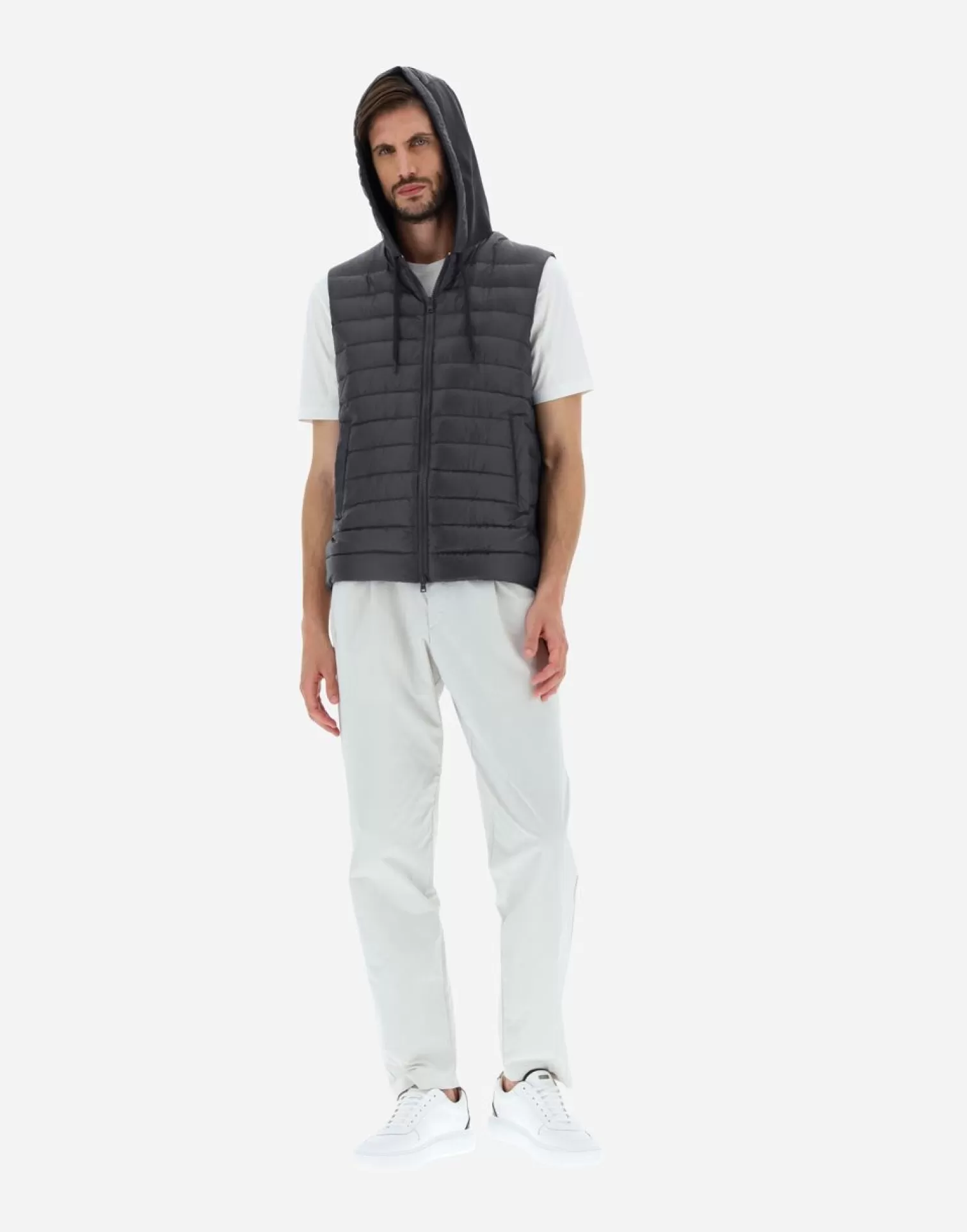 Herno Doudounes Courtes>Waistcoat In Nylon Ultralight & Fleece Black