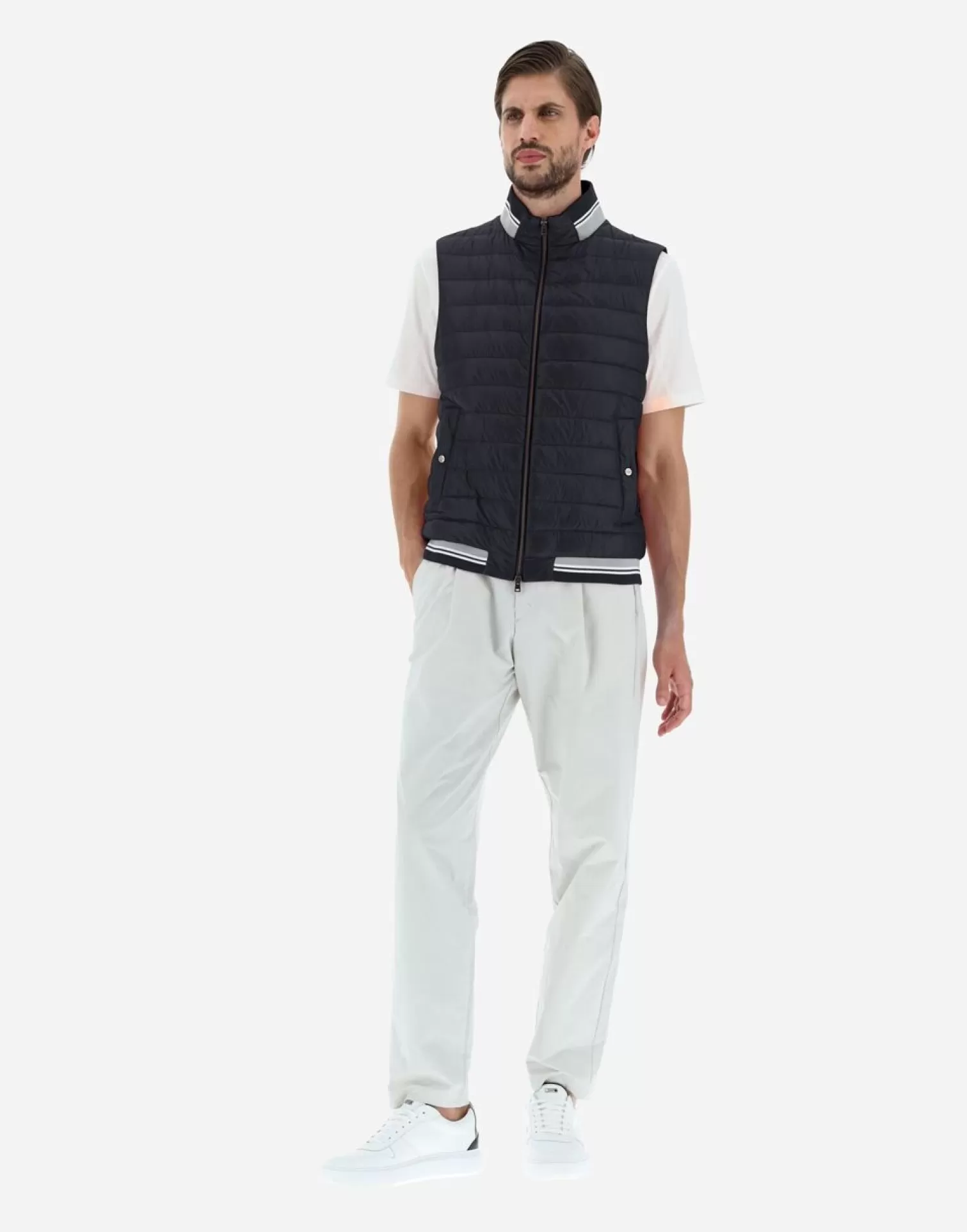 Herno Doudounes Courtes>Waistcoat In Nylon Ultralight & Knit Black