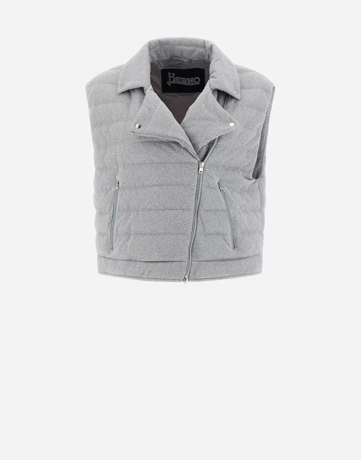 Herno Doudounes Courtes>Waistcoat In Shiny Rock Grey Pearl